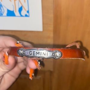 VINTAGE HANDMADE GEMINI LEATHER BRACELET